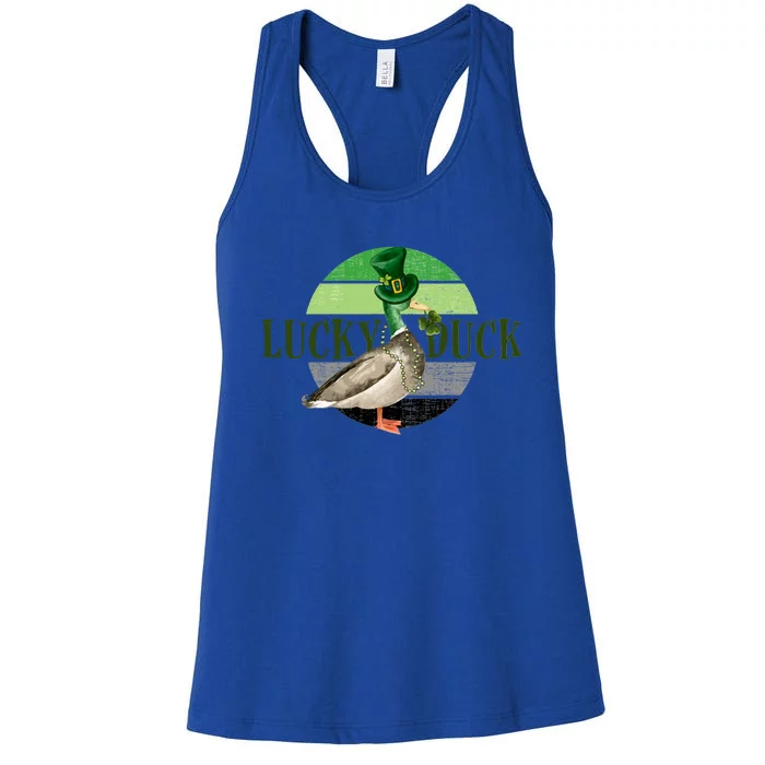 Lucky Duck St Patricks Day Duck Hunting Silly Goose Gift Women's Racerback Tank