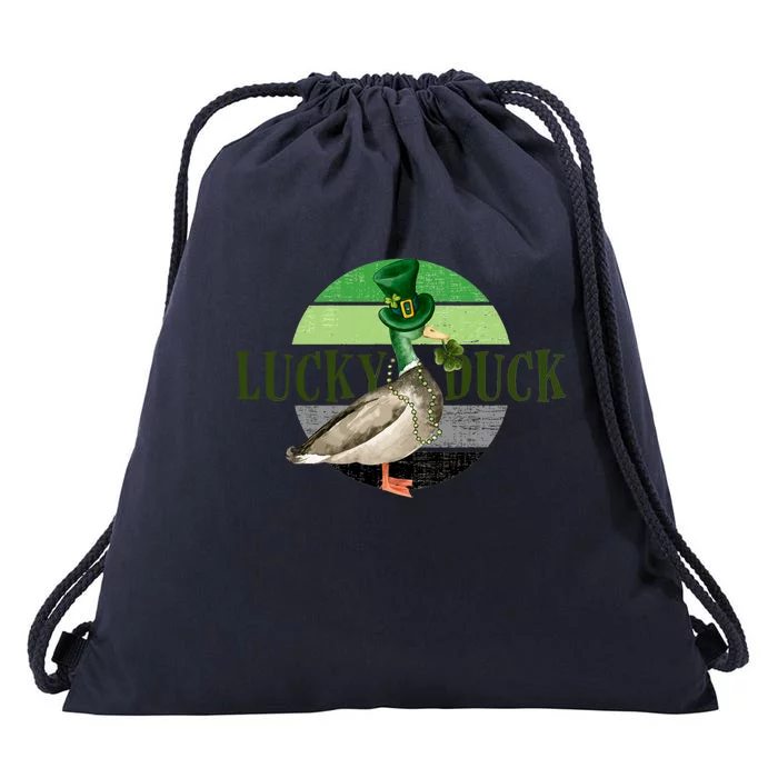 Lucky Duck St Patricks Day Duck Hunting Silly Goose Gift Drawstring Bag