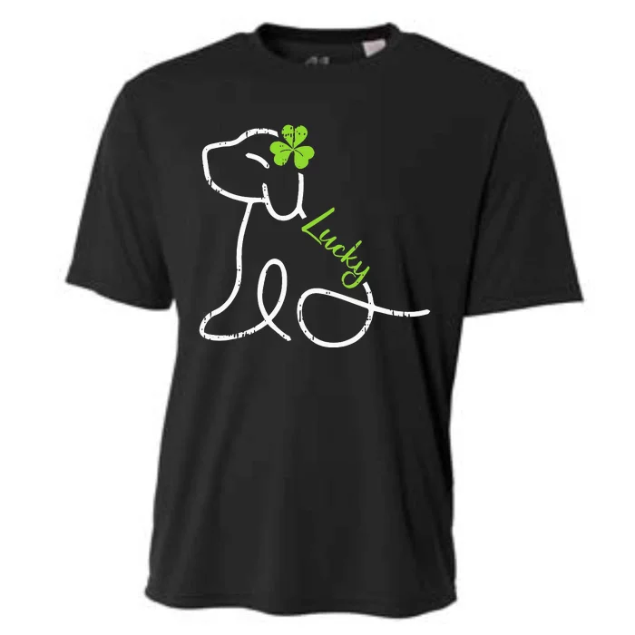 Lucky Dog St Patricks Day Cute Irish Puppy Shamrock Clover Cooling Performance Crew T-Shirt