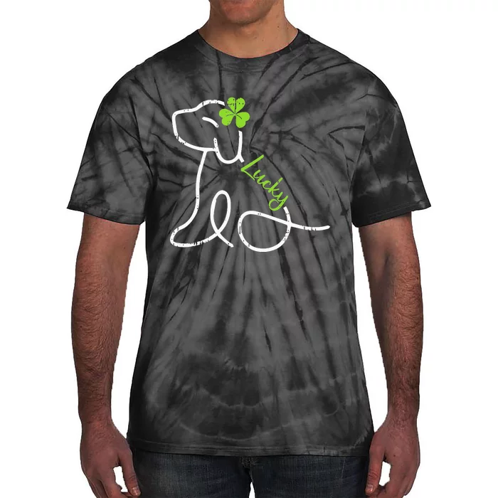 Lucky Dog St Patricks Day Cute Irish Puppy Shamrock Clover Tie-Dye T-Shirt