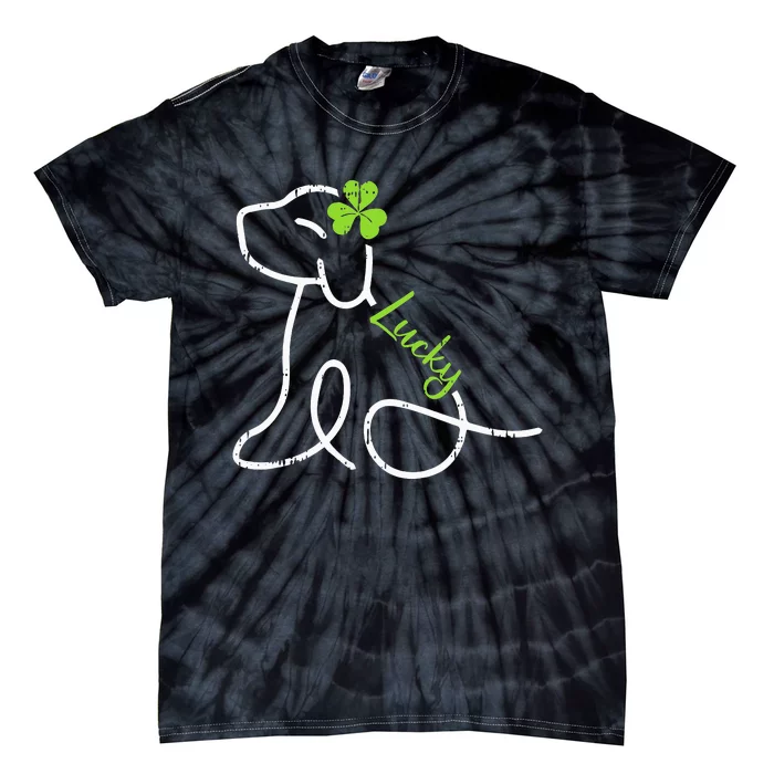 Lucky Dog St Patricks Day Cute Irish Puppy Shamrock Clover Tie-Dye T-Shirt