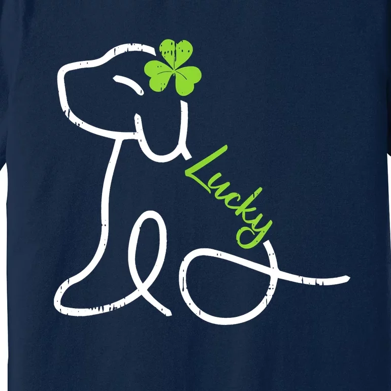 Lucky Dog St Patricks Day Cute Irish Puppy Shamrock Clover Premium T-Shirt