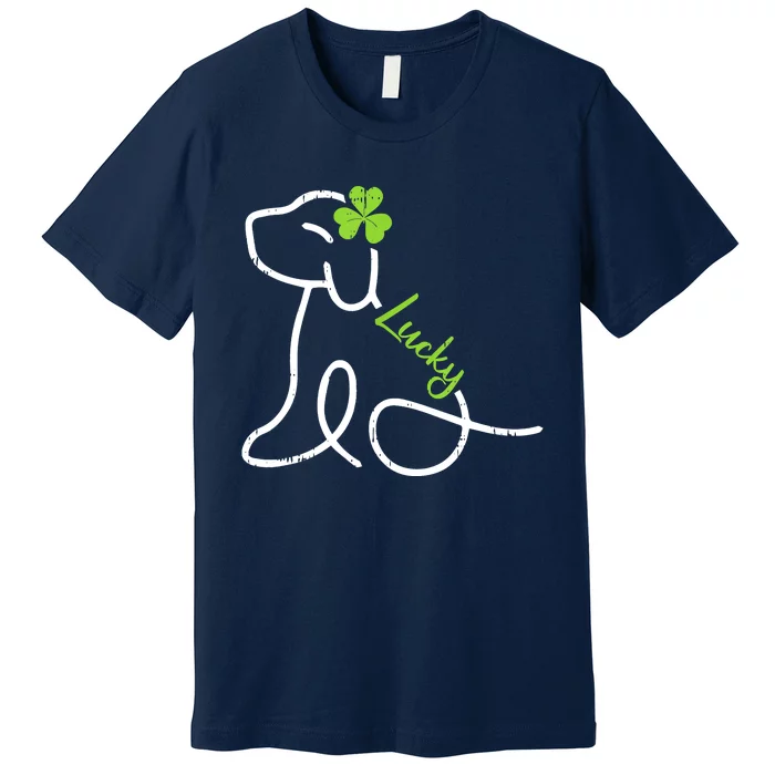 Lucky Dog St Patricks Day Cute Irish Puppy Shamrock Clover Premium T-Shirt