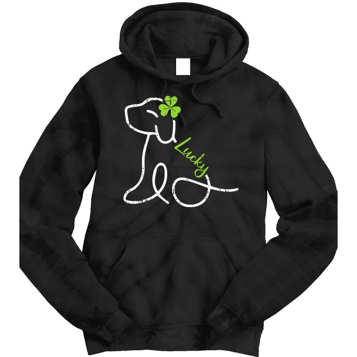 Lucky Dog St Patricks Day Cute Irish Puppy Shamrock Clover Tie Dye Hoodie