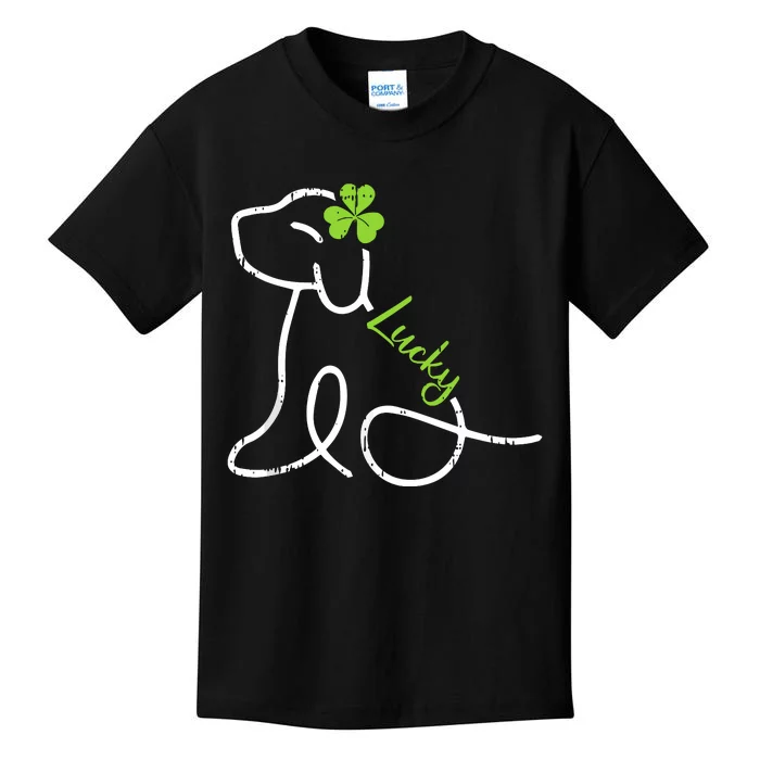 Lucky Dog St Patricks Day Cute Irish Puppy Shamrock Clover Kids T-Shirt