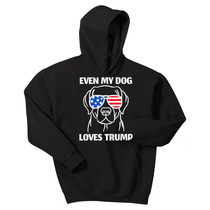 Labrador Dog Sunglasses Usa Flag Even My Dog Loves Trump Kids Hoodie