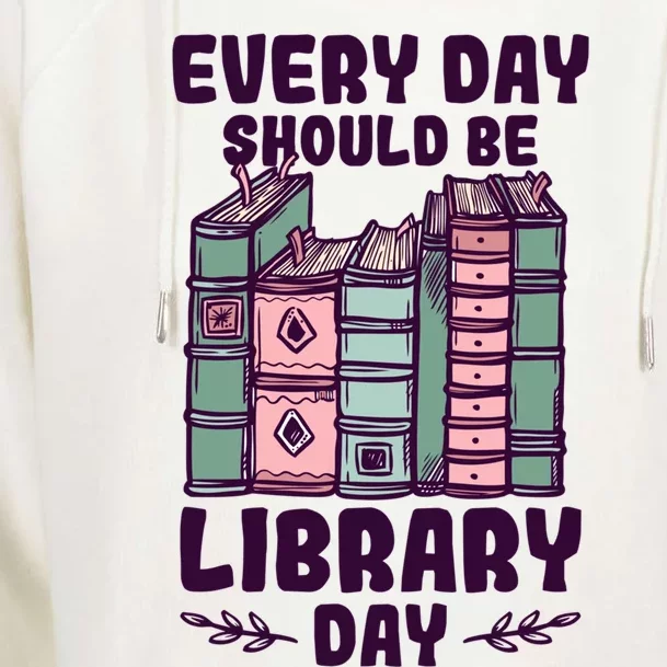 Library Day School Librarian Library Worker Cute Gift Womens Funnel Neck Pullover Hood