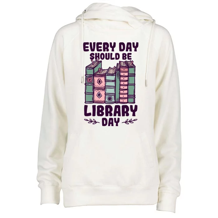 Library Day School Librarian Library Worker Cute Gift Womens Funnel Neck Pullover Hood