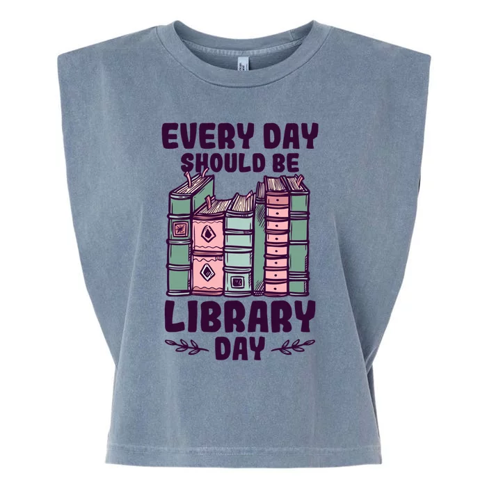 Library Day School Librarian Library Worker Great Gift Garment-Dyed Women's Muscle Tee