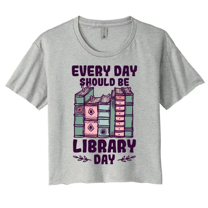 Library Day School Librarian Library Worker Great Gift Women's Crop Top Tee