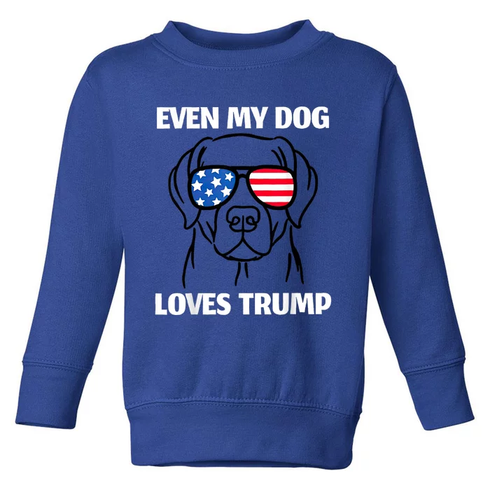 Labrador Dog Sunglasses Usa Flag Even My Dog Loves Trump Toddler Sweatshirt