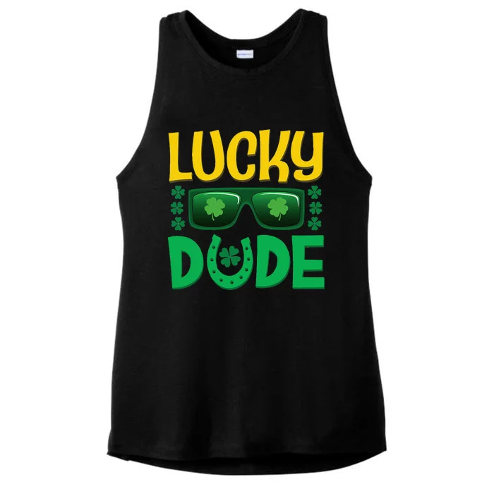 Lucky Dude St Patrick's Day Graphic For Teens Ladies Tri-Blend Wicking Tank