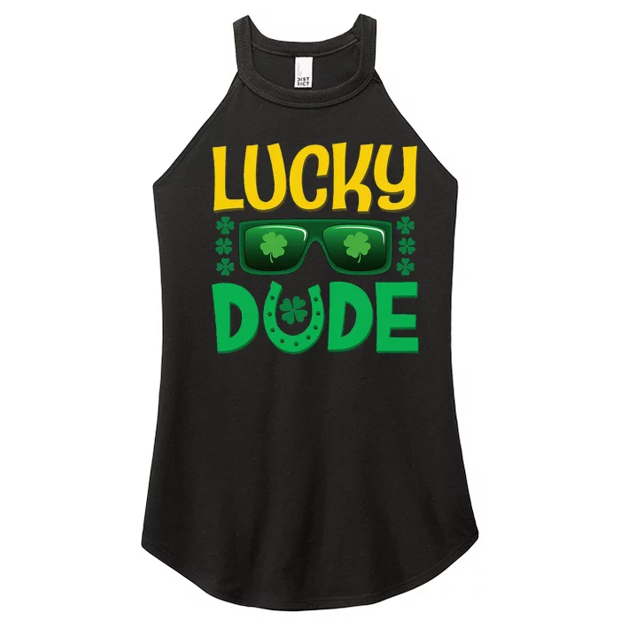 Lucky Dude St Patrick's Day Graphic For Teens Women’s Perfect Tri Rocker Tank