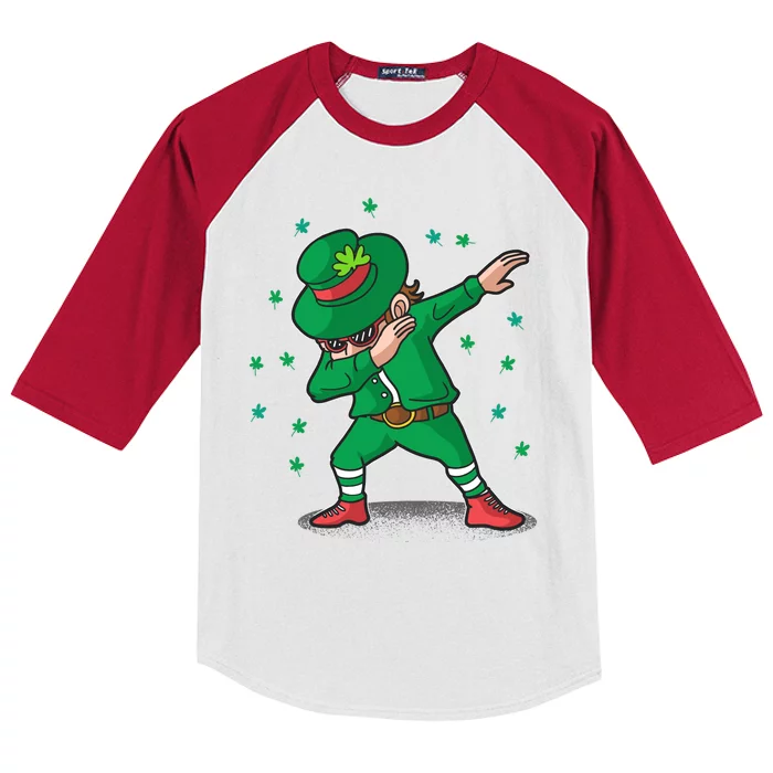 Leprechaun Dab St Patrick's Day Party Kids Colorblock Raglan Jersey