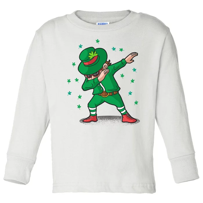 Leprechaun Dab St Patrick's Day Party Toddler Long Sleeve Shirt