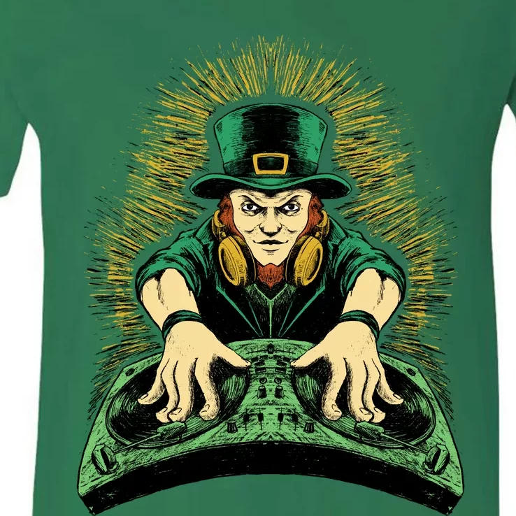 Leprechaun Dj St Patricks V-Neck T-Shirt