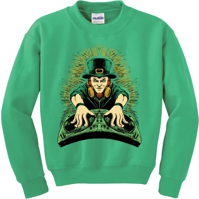 Leprechaun Dj St Patricks Kids Sweatshirt