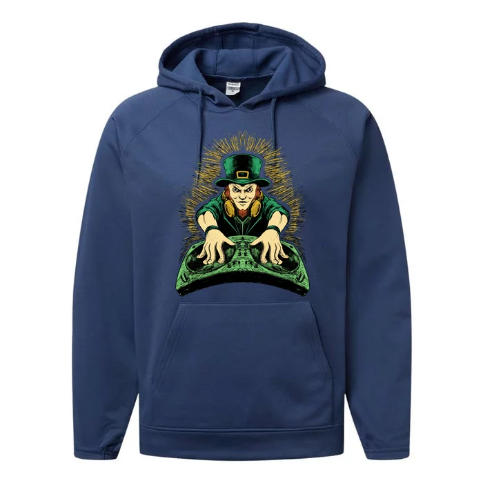 Leprechaun Dj St Patricks Performance Fleece Hoodie