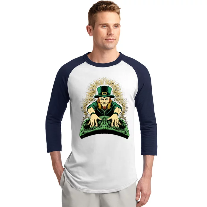 Leprechaun Dj St Patricks Baseball Sleeve Shirt