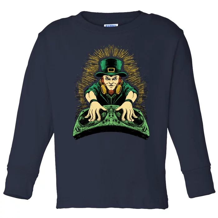 Leprechaun Dj St Patricks Toddler Long Sleeve Shirt