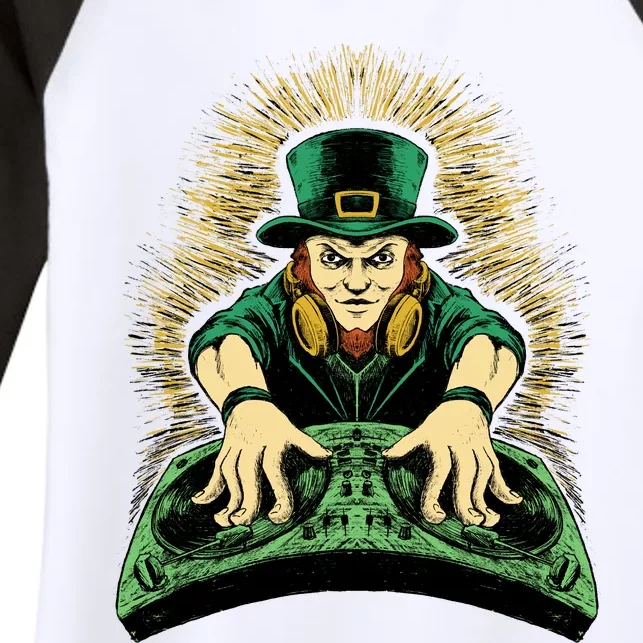 Leprechaun Dj St Patricks Women's Tri-Blend 3/4-Sleeve Raglan Shirt