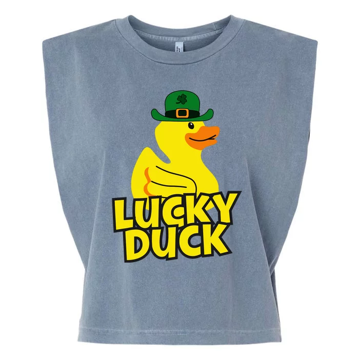 Lucky Duck Shamrock Rubber Ducky Funny St Patricks Day Garment-Dyed Women's Muscle Tee