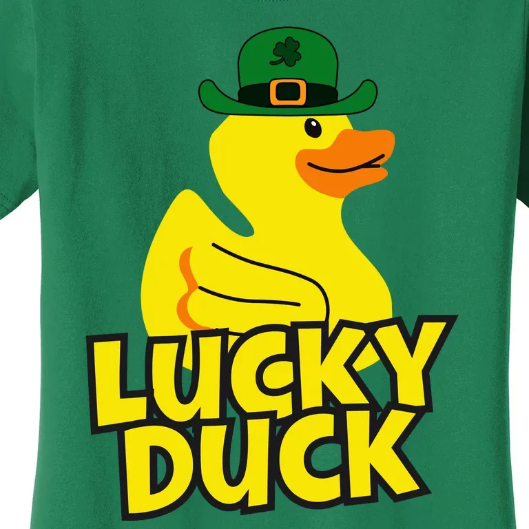 Lucky Duck Shamrock Rubber Ducky Funny St Patricks Day Women's T-Shirt