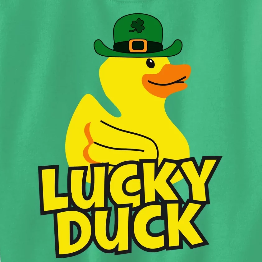 Lucky Duck Shamrock Rubber Ducky Funny St Patricks Day Kids Sweatshirt