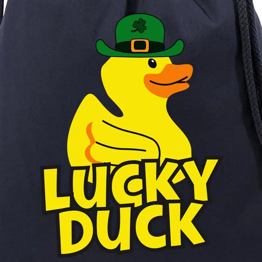 Lucky Duck Shamrock Rubber Ducky Funny St Patricks Day Drawstring Bag