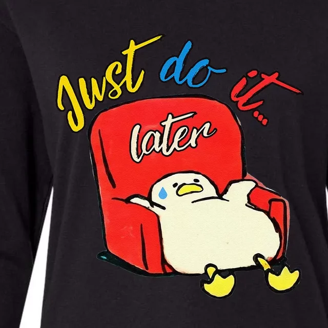 Lazy Duck Sit On The Sofa Do It Later Womens Cotton Relaxed Long Sleeve T-Shirt