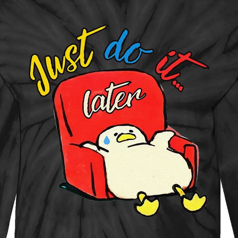 Lazy Duck Sit On The Sofa Do It Later Tie-Dye Long Sleeve Shirt