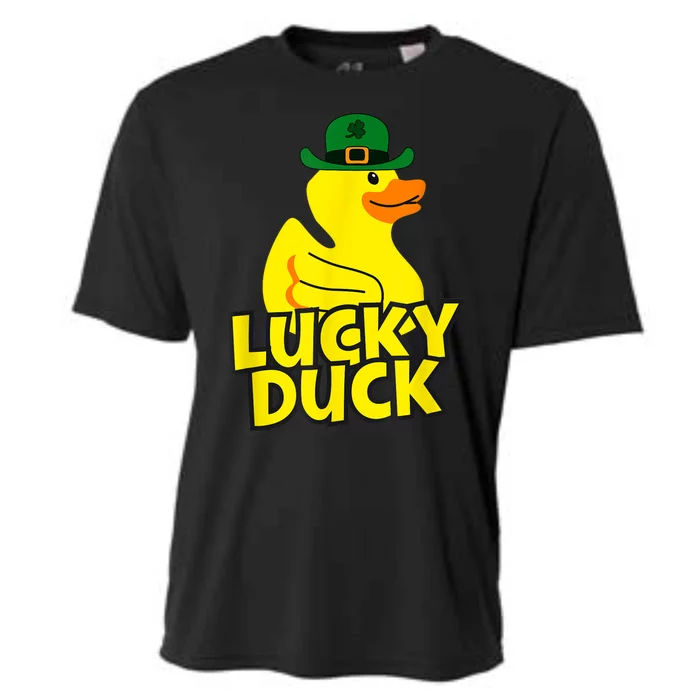 Lucky Duck Shamrock Rubber Ducky Funny St Patricks Day Cooling Performance Crew T-Shirt