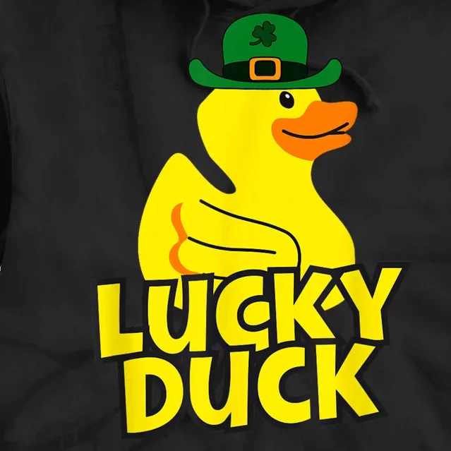 Lucky Duck Shamrock Rubber Ducky Funny St Patricks Day Tie Dye Hoodie