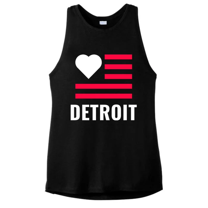 Love Detroit Simple Flag Type Ladies Tri-Blend Wicking Tank