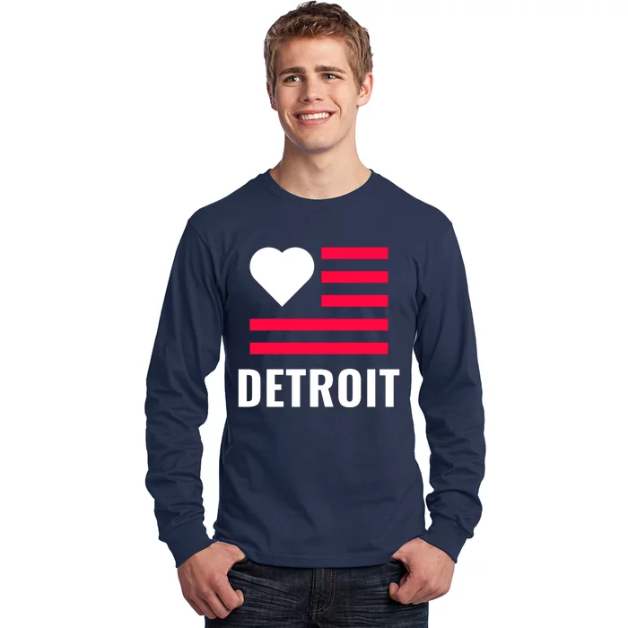 Love Detroit Simple Flag Type Long Sleeve Shirt