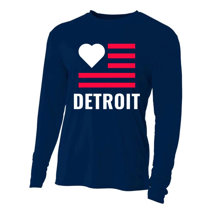 Love Detroit Simple Flag Type Cooling Performance Long Sleeve Crew