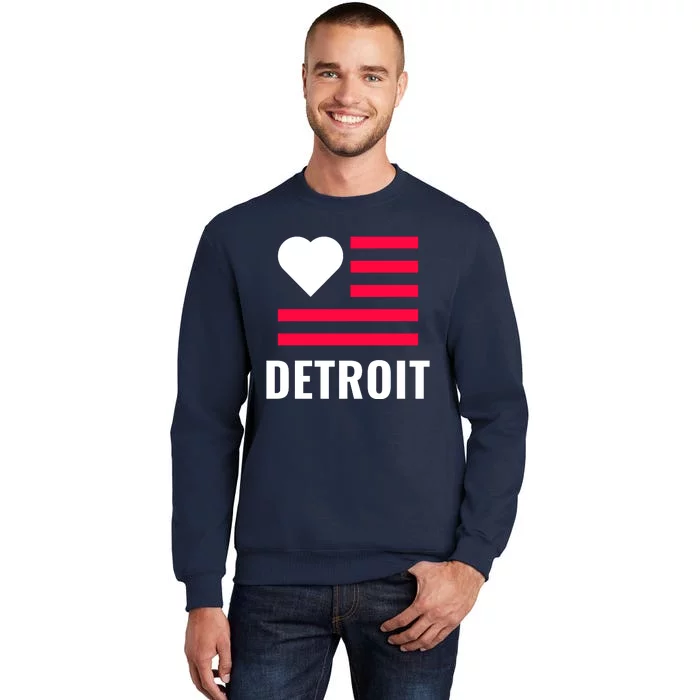 Love Detroit Simple Flag Type Tall Sweatshirt