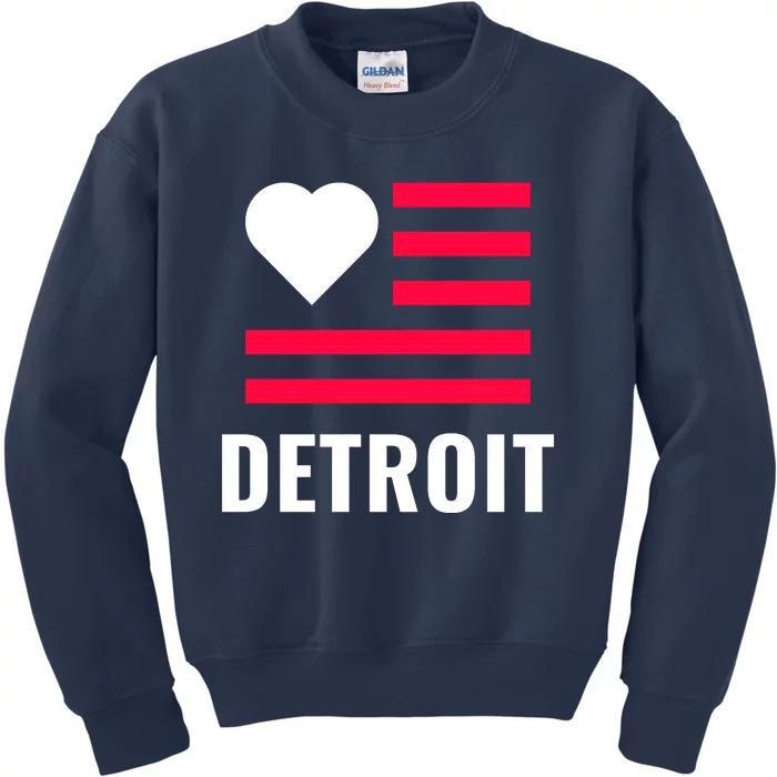 Love Detroit Simple Flag Type Kids Sweatshirt