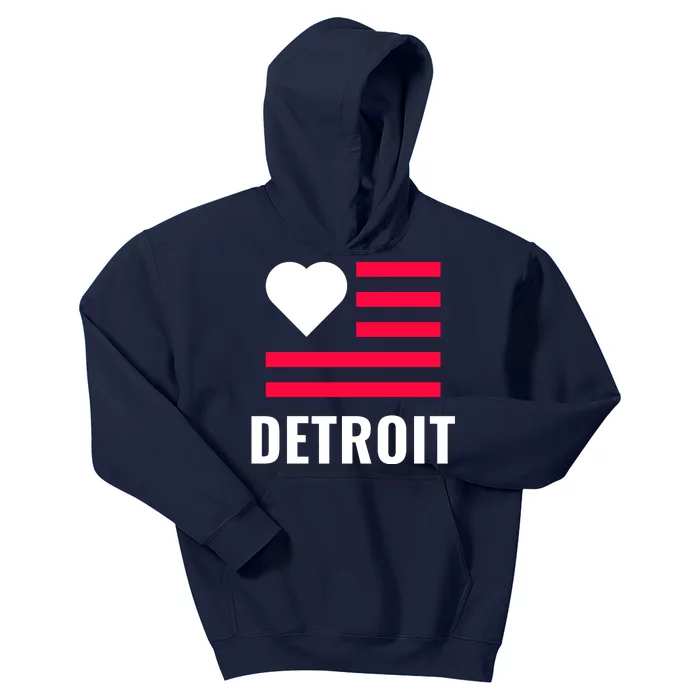 Love Detroit Simple Flag Type Kids Hoodie