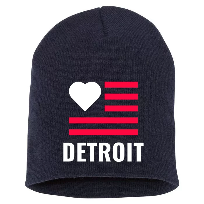 Love Detroit Simple Flag Type Short Acrylic Beanie