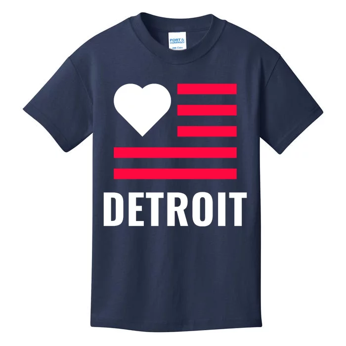 Love Detroit Simple Flag Type Kids T-Shirt