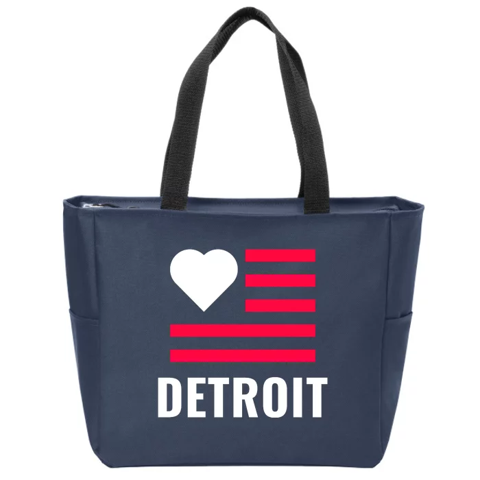 Love Detroit Simple Flag Type Zip Tote Bag