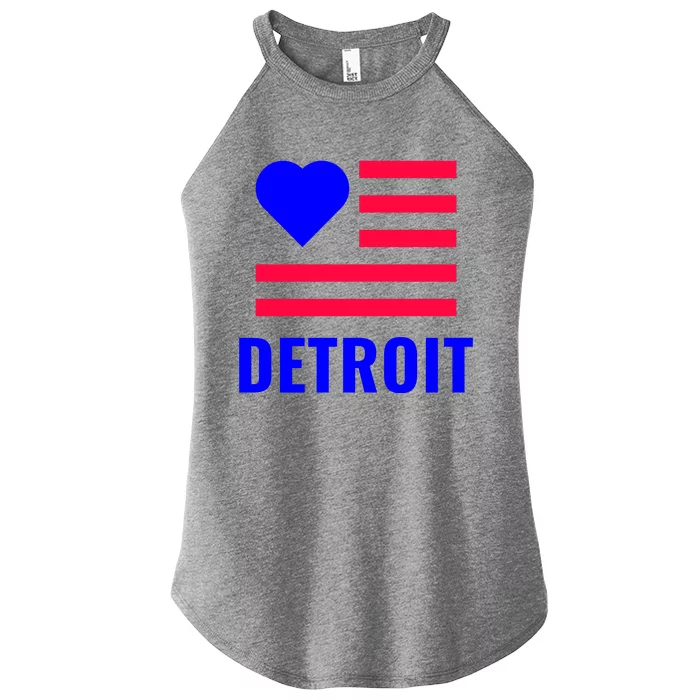 Love Detroit Simple Flag Type Women’s Perfect Tri Rocker Tank