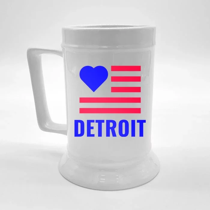 Love Detroit Simple Flag Type Front & Back Beer Stein