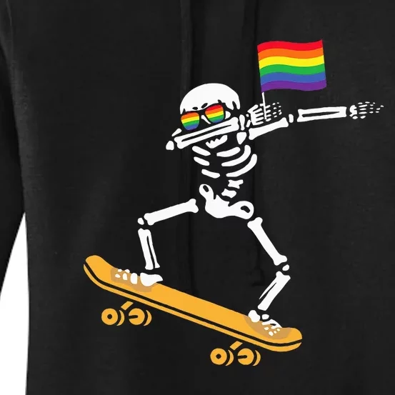 LGBT Dab Skeleton Skateboard Costume Funny Halloween Gift Women's Pullover Hoodie