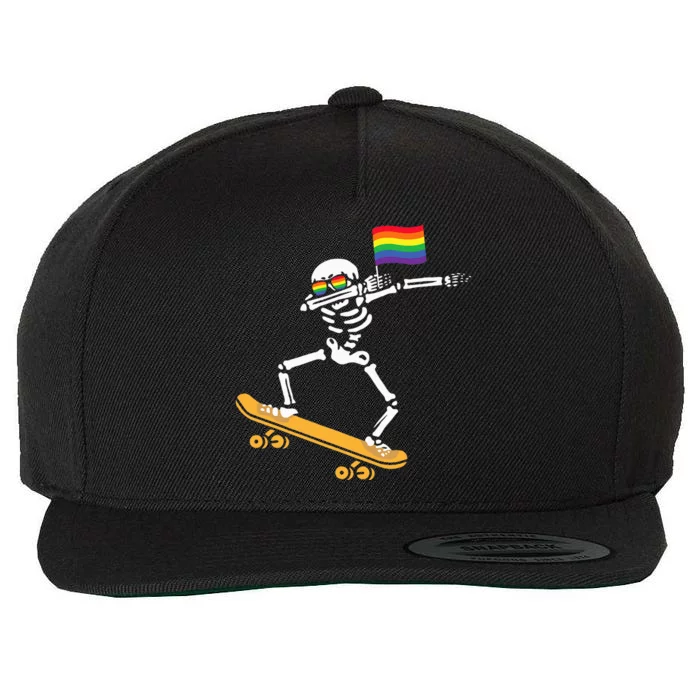 LGBT Dab Skeleton Skateboard Costume Funny Halloween Gift Wool Snapback Cap