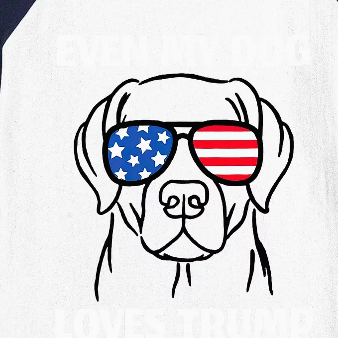 Labrador Dog Sunglasses Usa Flag Even My Dog Loves Trump Baseball Sleeve Shirt