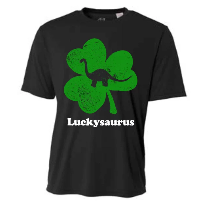 Lucky Dinosaur St Patricks Day Irish Shamrock Luckysaurus Gift Cooling Performance Crew T-Shirt