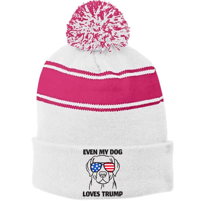 Labrador Dog Sunglasses Usa Flag Even My Dog Loves Trump Stripe Pom Pom Beanie