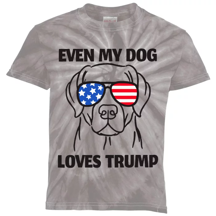 Labrador Dog Sunglasses Usa Flag Even My Dog Loves Trump Kids Tie-Dye T-Shirt